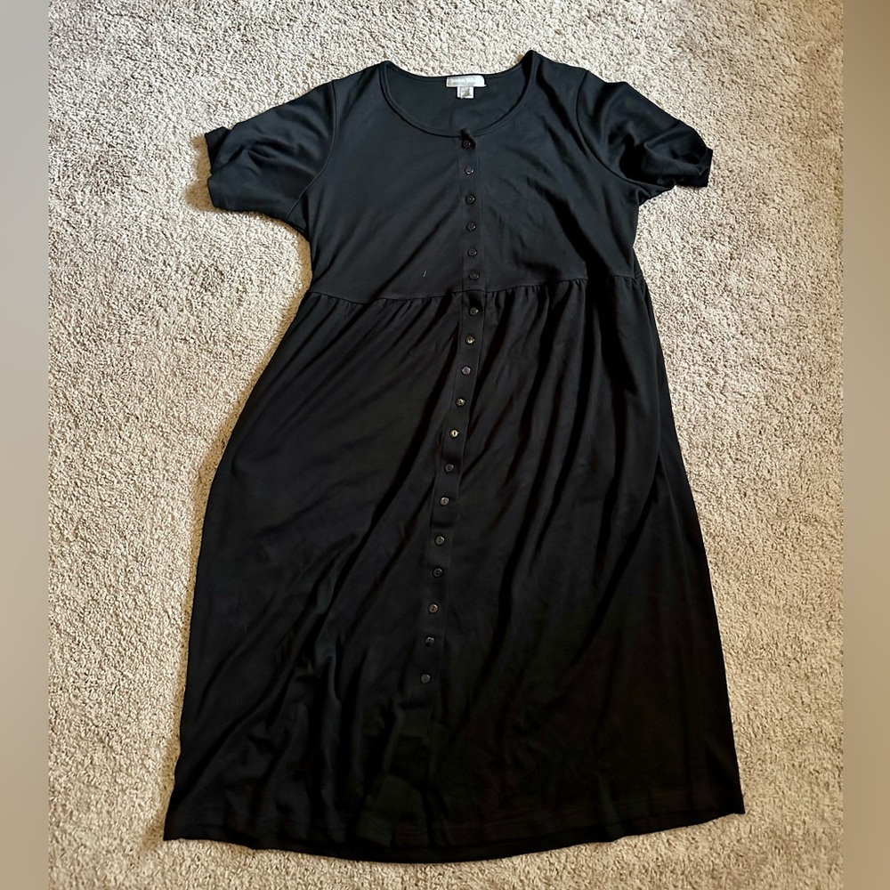 Woman Within Black Short Sleeve Midi Sundress